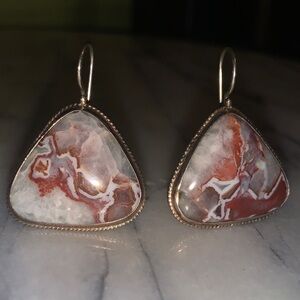 Handcrafted Silver Stone Drop Earrings
